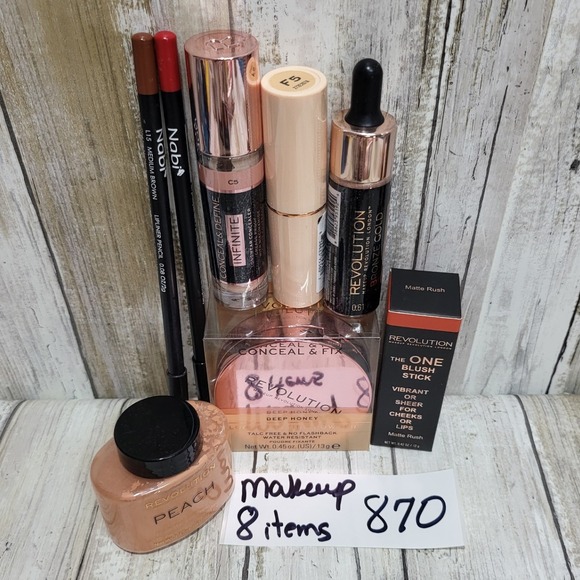 Revolution Other - Revolution Makeup Lot 8 Items Concealer Powder Foundation Lip Liner Blush Stick